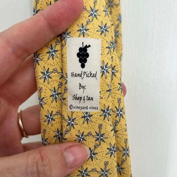Vineyard Vines Nautical themed Yellow and Blue boys Patterned Tie - Picture 3 of 7